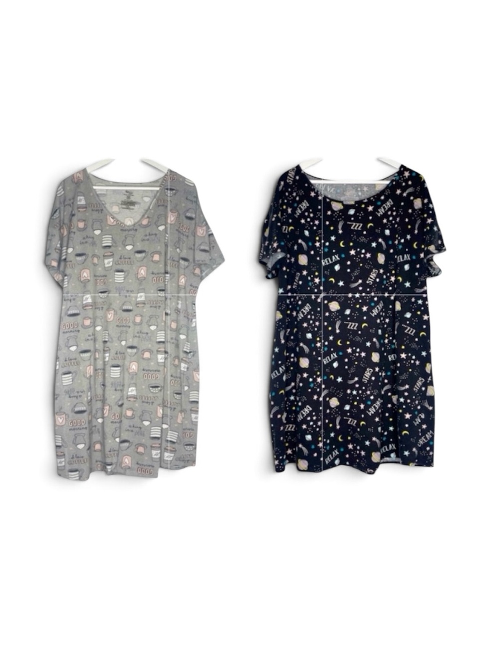 Secret Treasures set of 2 Sleep Shirts 2X/3X (20W-24W) Coffee, Celestial